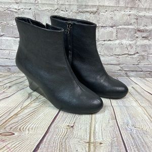 Brian James Black Ankle Booties Texture Wedges